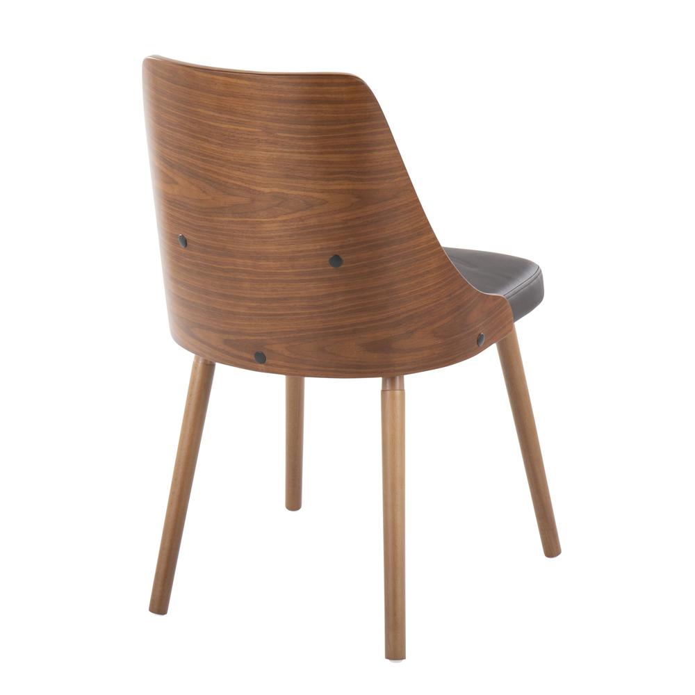 Walnut Wood, Brown PU Anabelle Chair (Set of 2). Picture 4