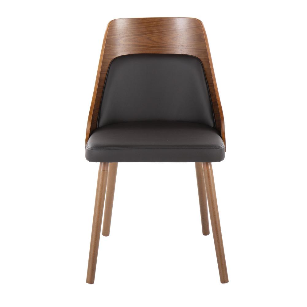 Walnut Wood, Brown PU Anabelle Chair (Set of 2). Picture 6
