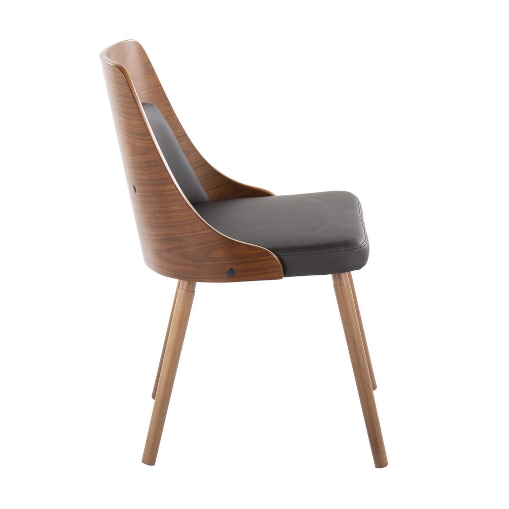 Walnut Wood, Brown PU Anabelle Chair (Set of 2). Picture 3