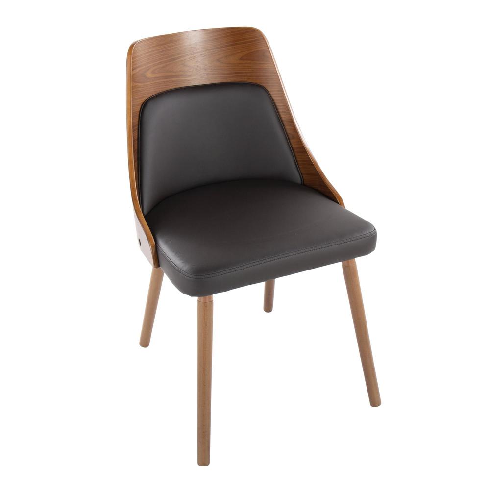 Walnut Wood, Brown PU Anabelle Chair (Set of 2). Picture 7