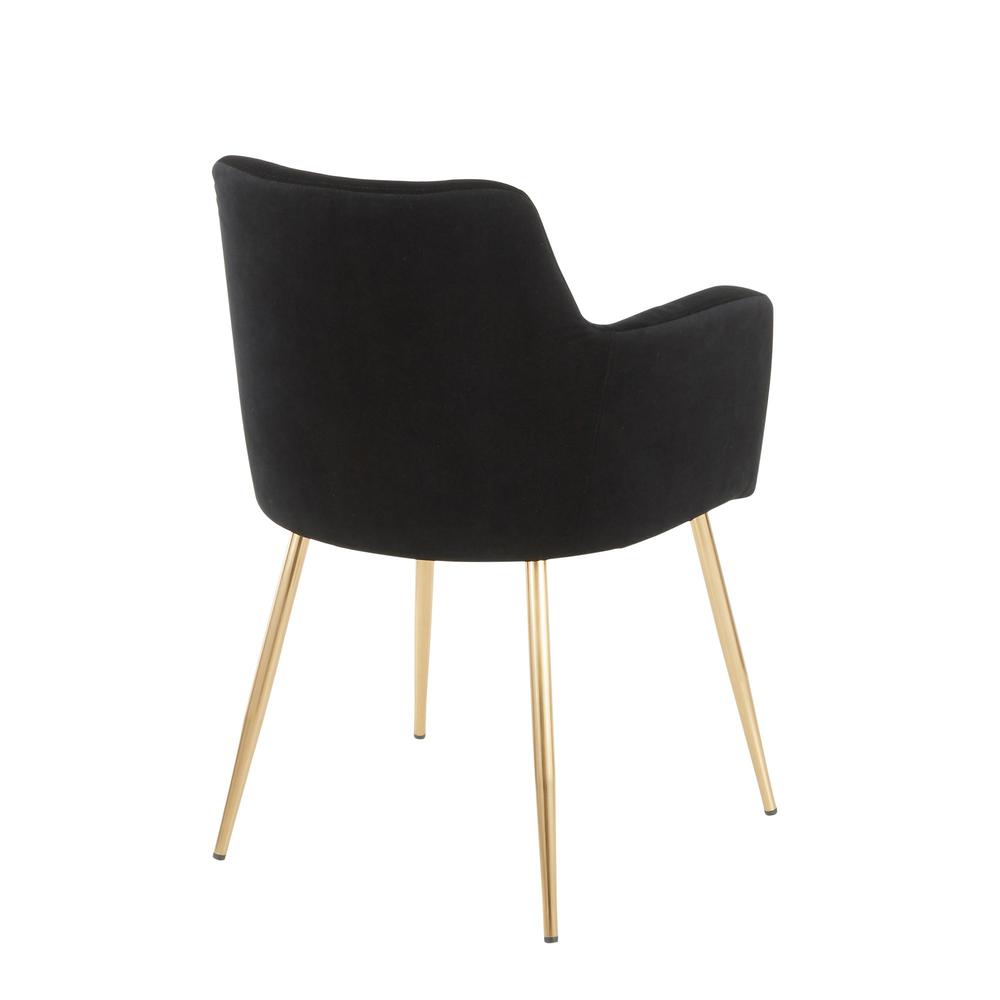 Gold Metal, Black Velvet Andrew Chair - Set of 2. Picture 4