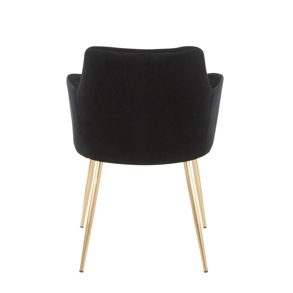 Gold Metal, Black Velvet Andrew Chair - Set of 2. Picture 5