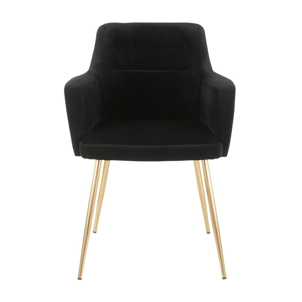 Gold Metal, Black Velvet Andrew Chair - Set of 2. Picture 6