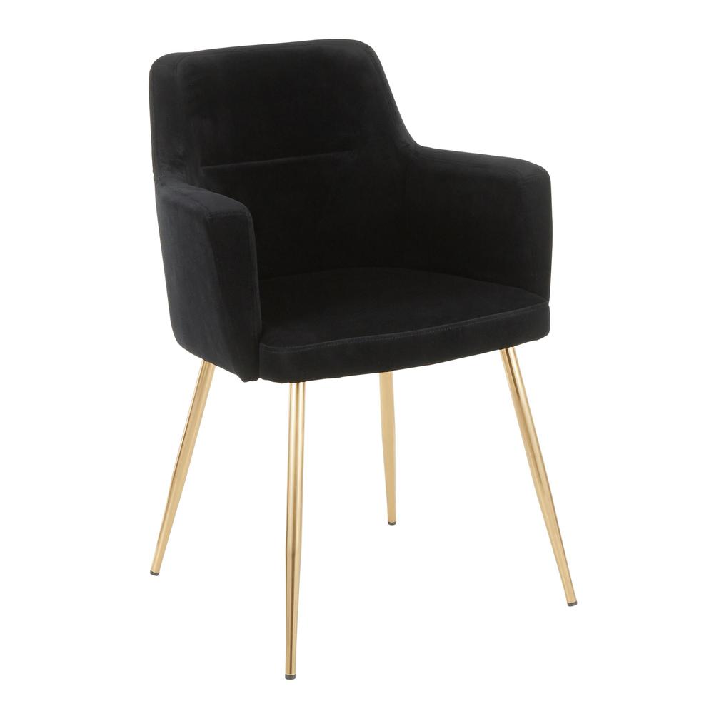 Gold Metal, Black Velvet Andrew Chair - Set of 2. Picture 2