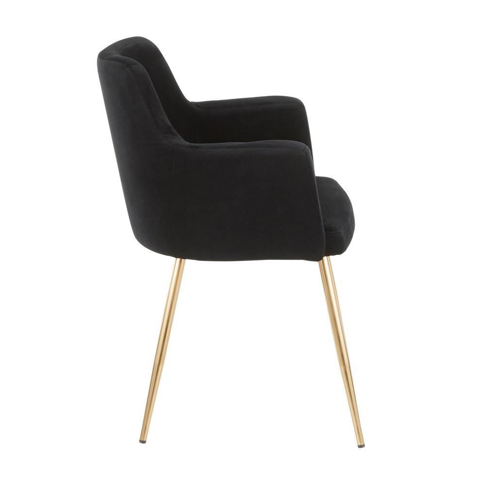 Gold Metal, Black Velvet Andrew Chair - Set of 2. Picture 3