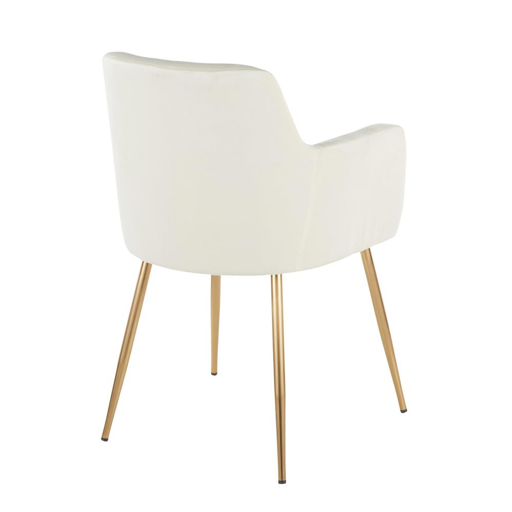 Gold Metal, Cream Velvet Andrew Chair - Set of 2. Picture 4