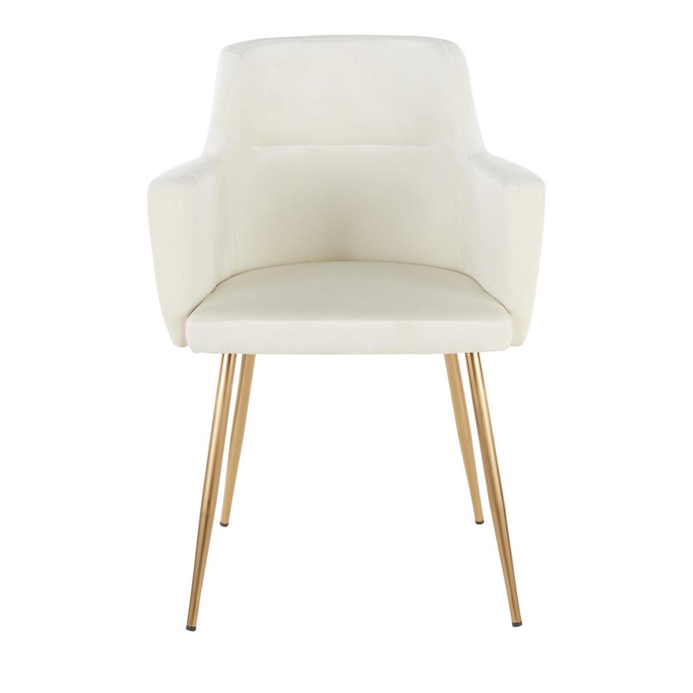 Gold Metal, Cream Velvet Andrew Chair - Set of 2. Picture 6