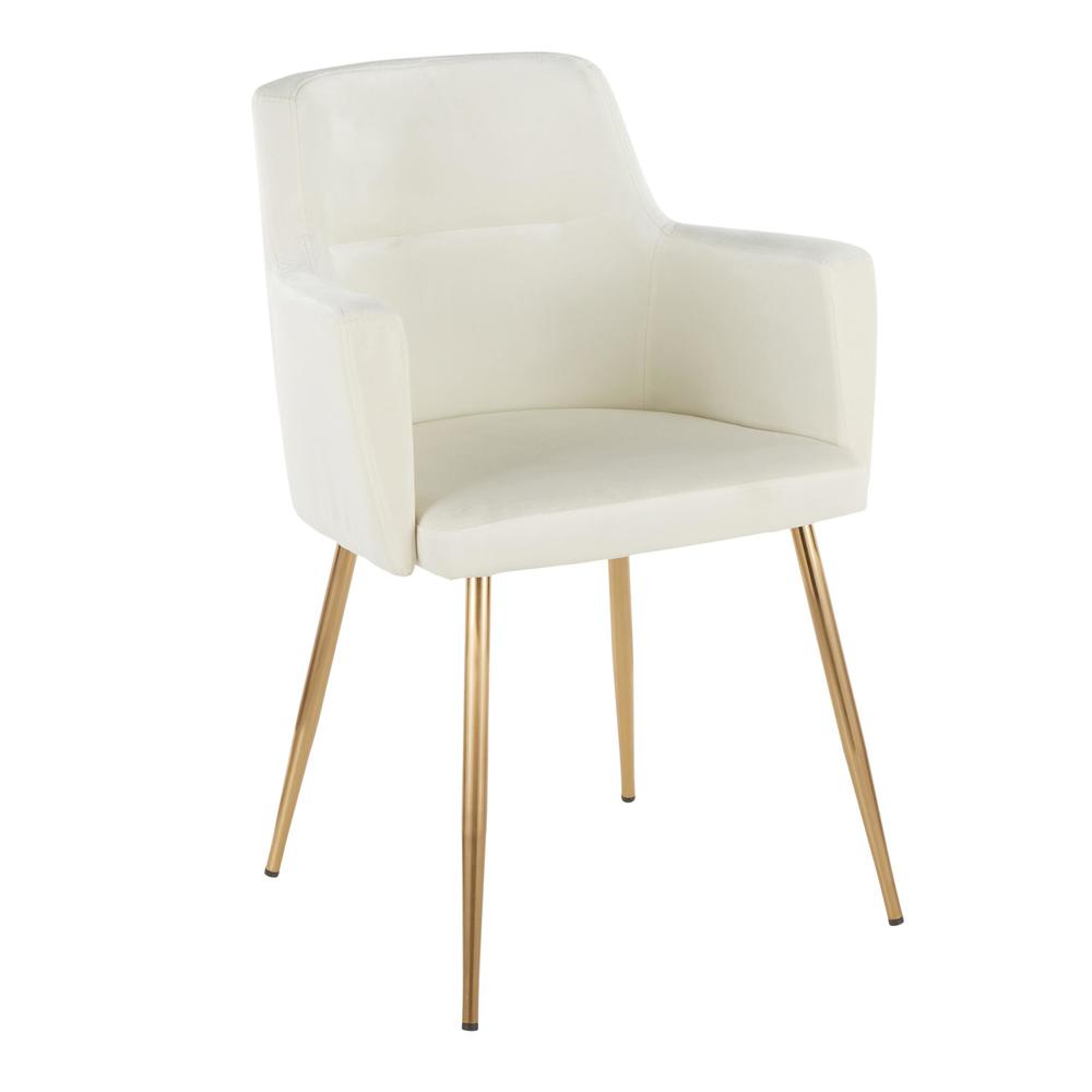 Gold Metal, Cream Velvet Andrew Chair - Set of 2. Picture 2