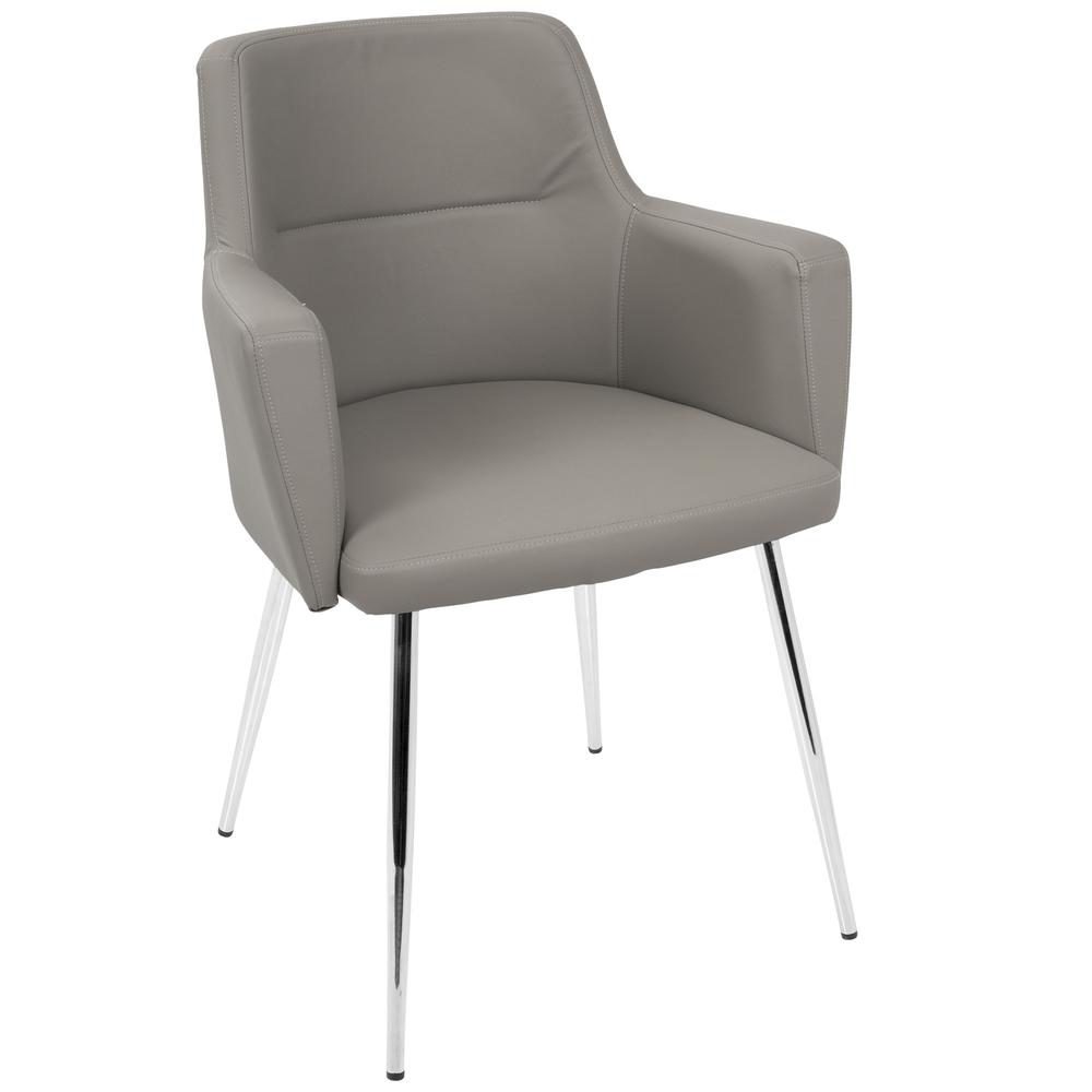 Grey, Chrome Andrew Chair - Set of 2. Picture 2