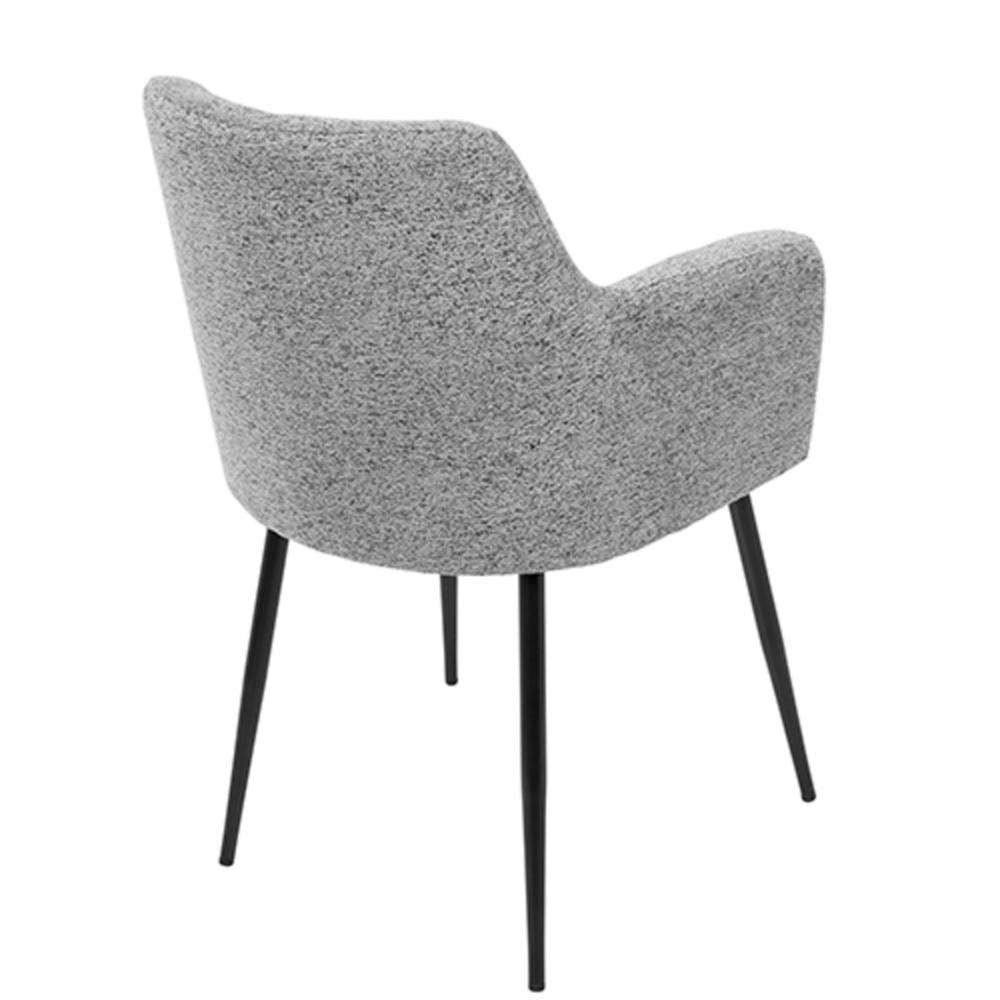 Andrew Contemporary Dining/Accent Chair in Black with Grey Fabric - Set of 2. Picture 4