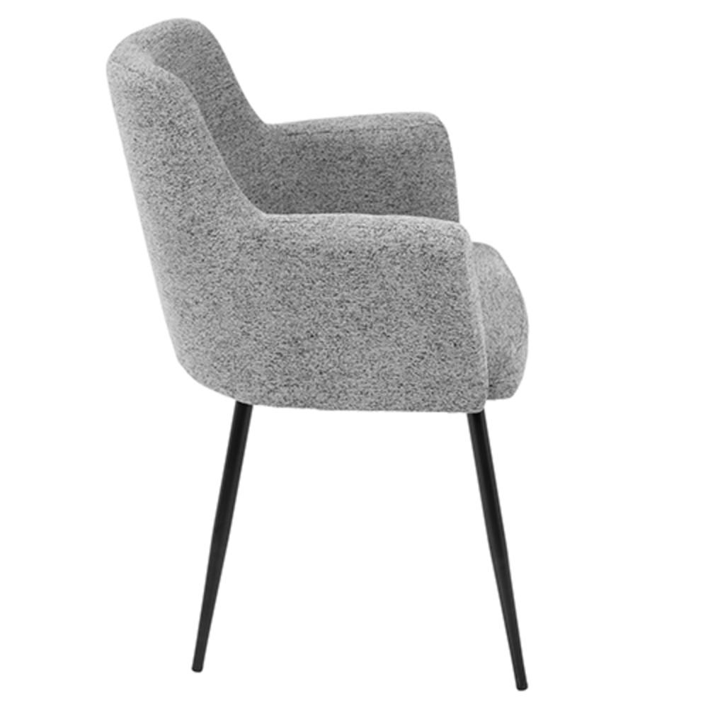 Andrew Contemporary Dining/Accent Chair in Black with Grey Fabric - Set of 2. Picture 3