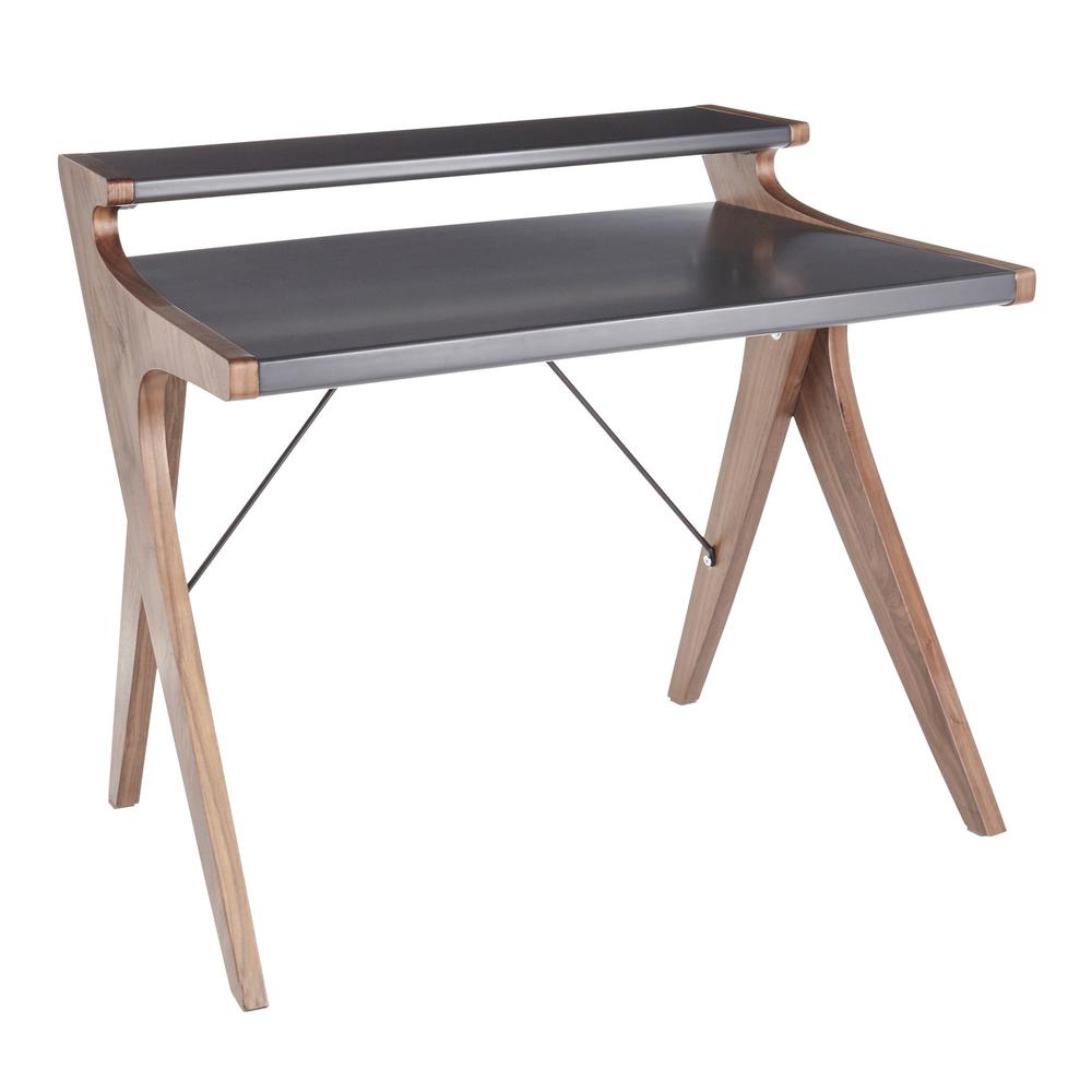 Walnut Wood, Grey Wood Archer Desk. Picture 1