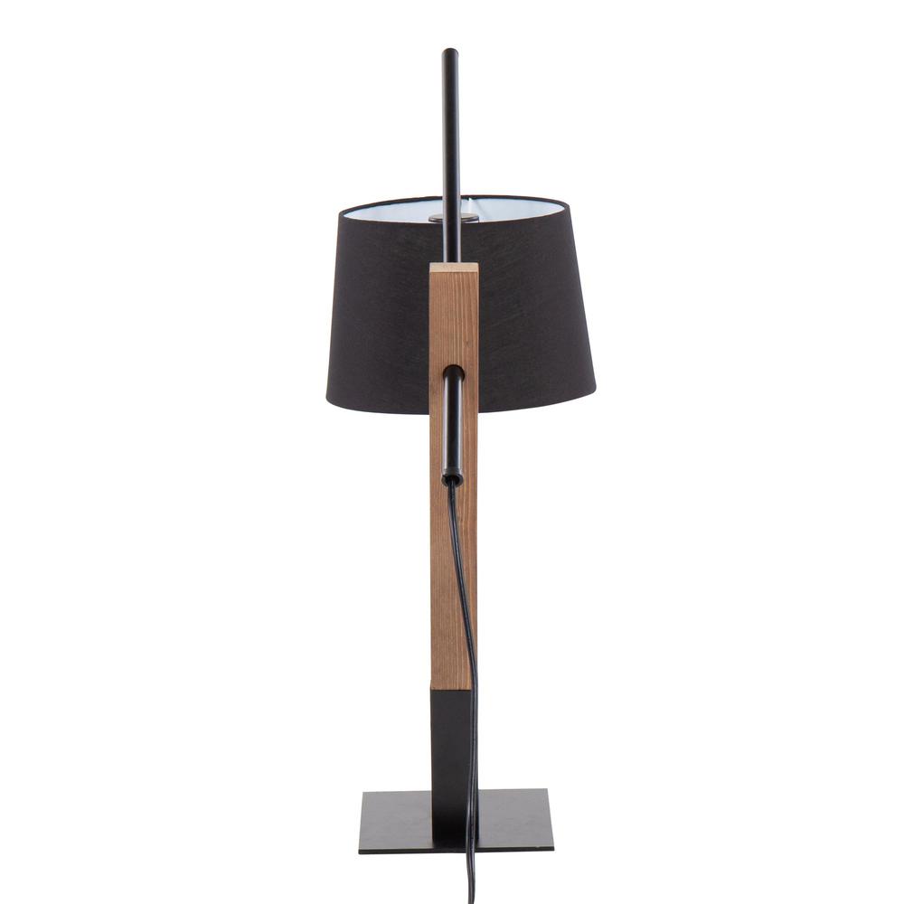Black Metal, Walnut Wood, Black Linen Archer Table Lamp. Picture 5