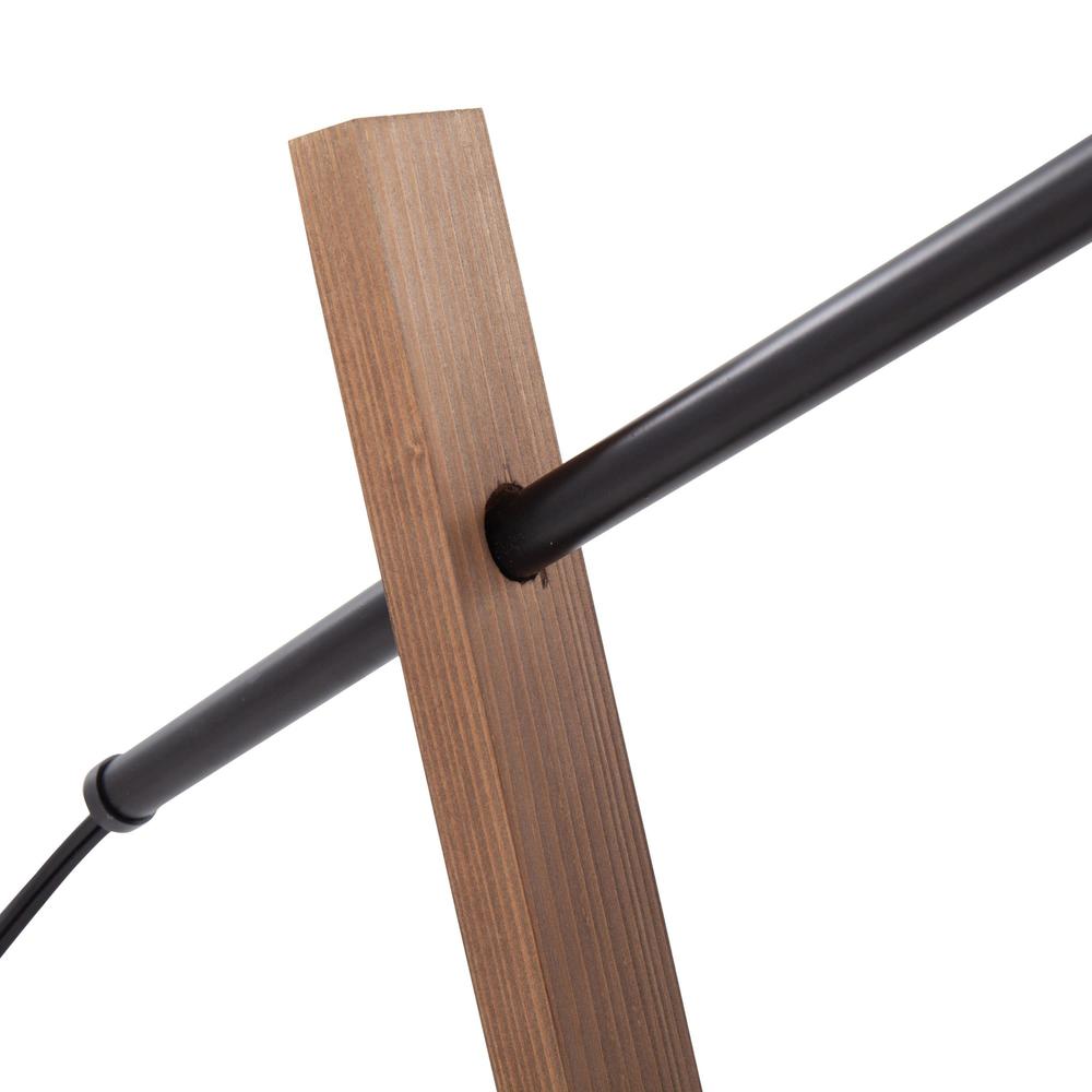 Black Metal, Walnut Wood, Black Linen Archer Table Lamp. Picture 8