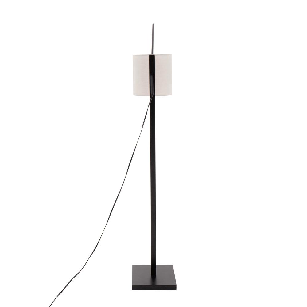 Black Wood, Black Steel, Grey Fabric Arturo Floor Lamp. Picture 5