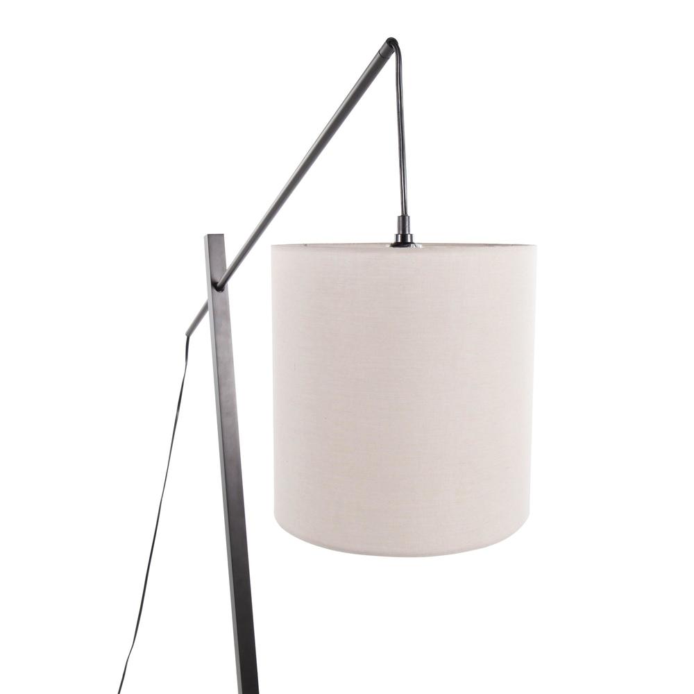 Black Wood, Black Steel, Grey Fabric Arturo Floor Lamp. Picture 7