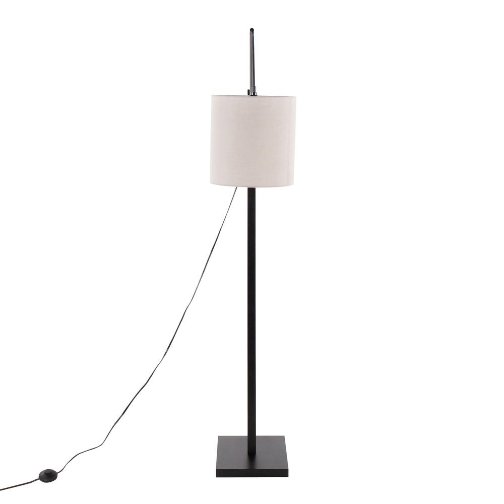 Black Wood, Black Steel, Grey Fabric Arturo Floor Lamp. Picture 6