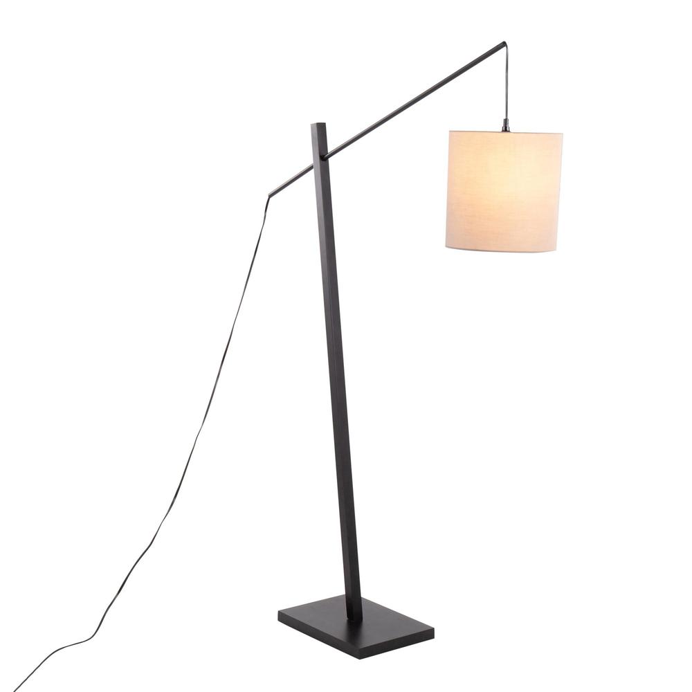 Black Wood, Black Steel, Grey Fabric Arturo Floor Lamp. Picture 2