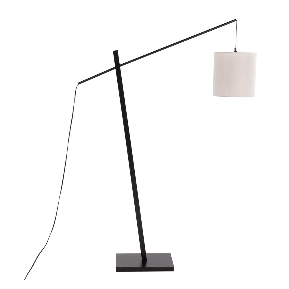 Black Wood, Black Steel, Grey Fabric Arturo Floor Lamp. Picture 3