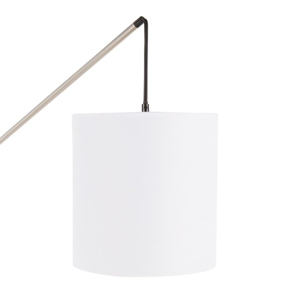 Walnut Wood, Satin Nickel, White Fabric Arturo Floor Lamp. Picture 7