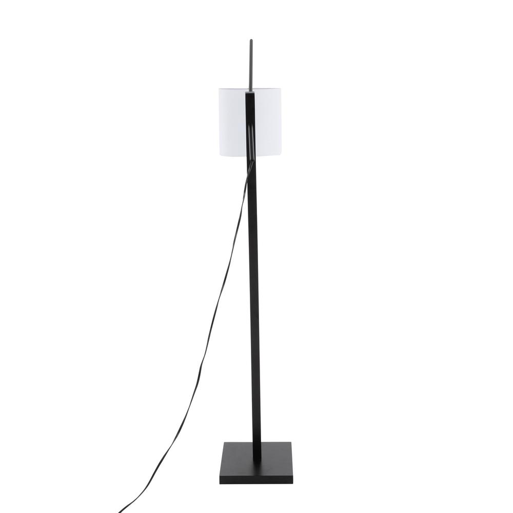 Black Wood, Black Steel, White Fabric Arturo Floor Lamp. Picture 5