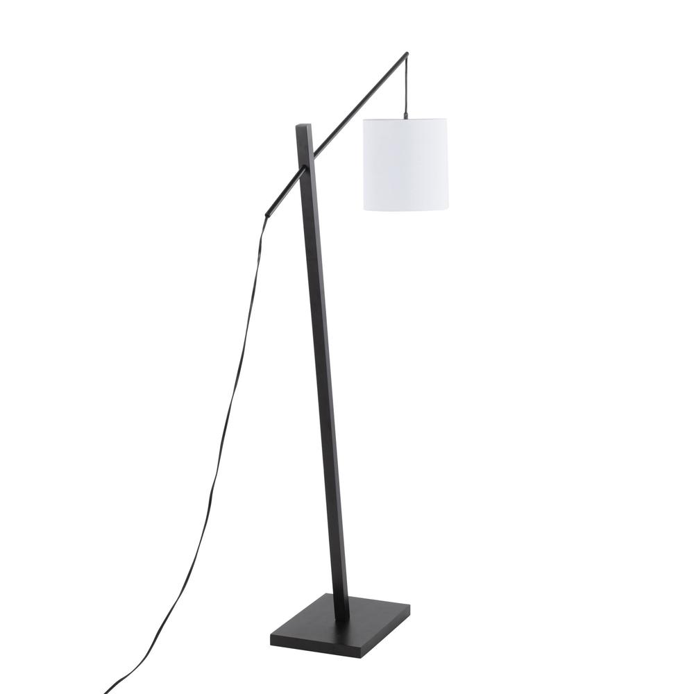Black Wood, Black Steel, White Fabric Arturo Floor Lamp. Picture 4