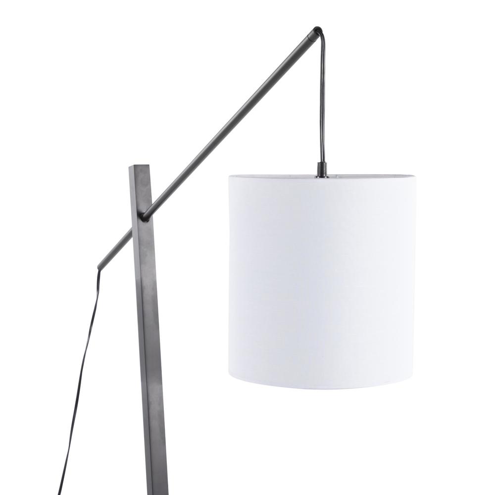 Black Wood, Black Steel, White Fabric Arturo Floor Lamp. Picture 7