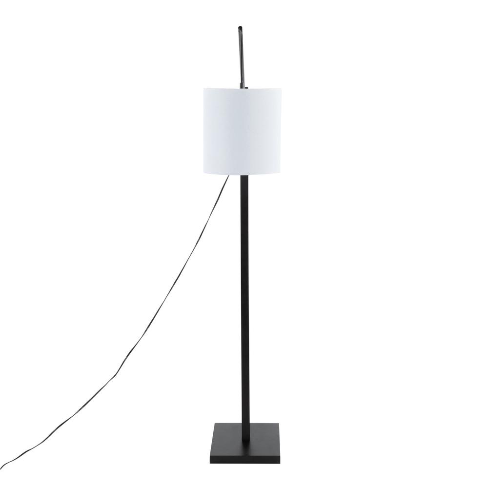 Black Wood, Black Steel, White Fabric Arturo Floor Lamp. Picture 6