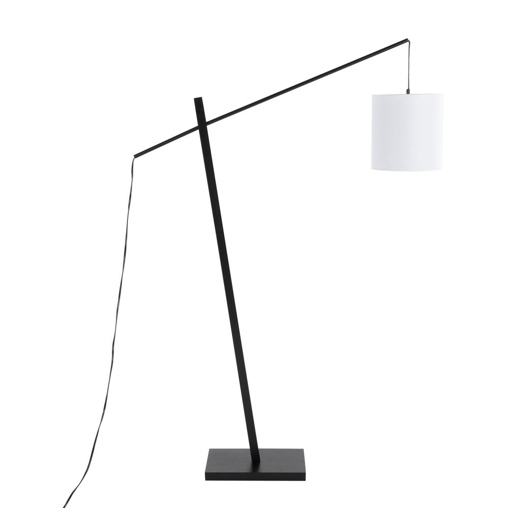 Black Wood, Black Steel, White Fabric Arturo Floor Lamp. Picture 3