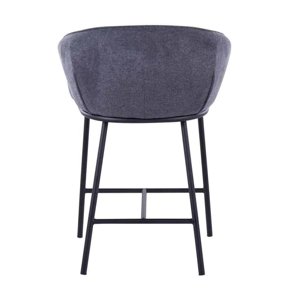 Black Steel, Charcoal Fabric Ashland Counter Stool - Set of 2. Picture 5