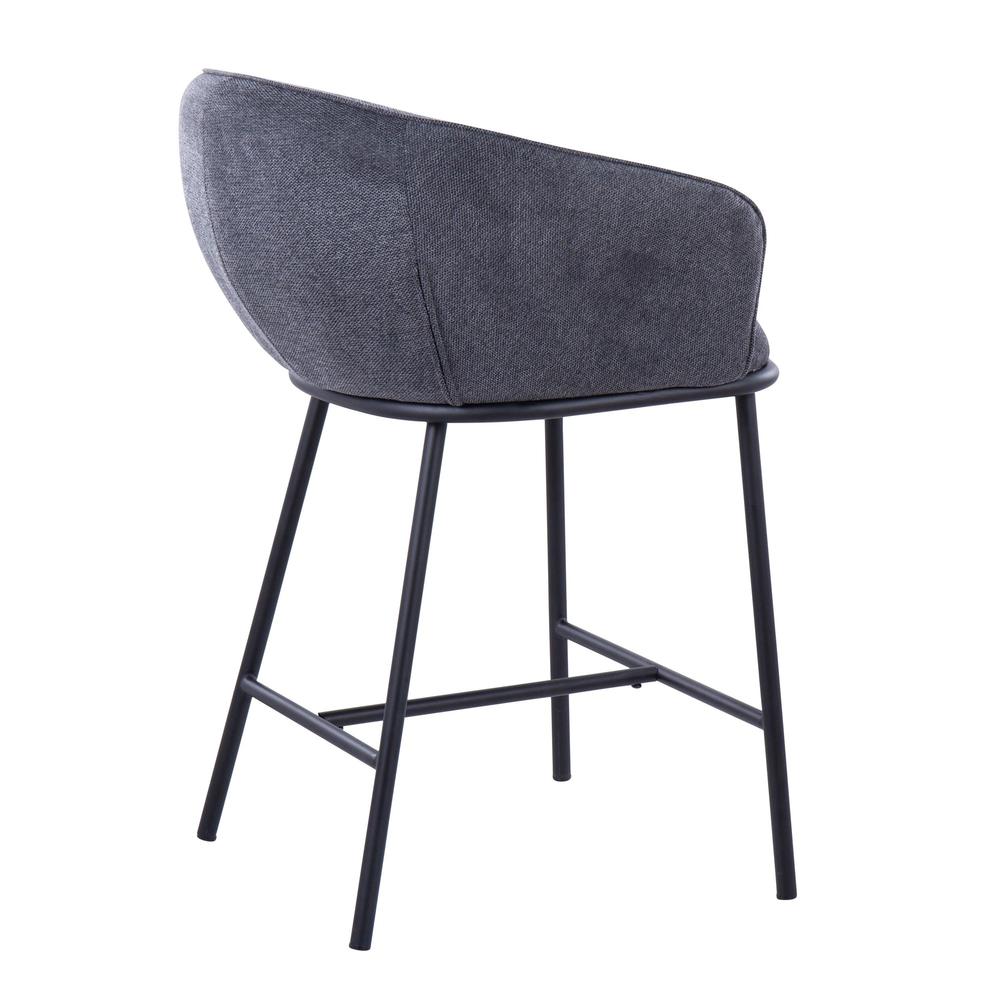 Black Steel, Charcoal Fabric Ashland Counter Stool - Set of 2. Picture 4