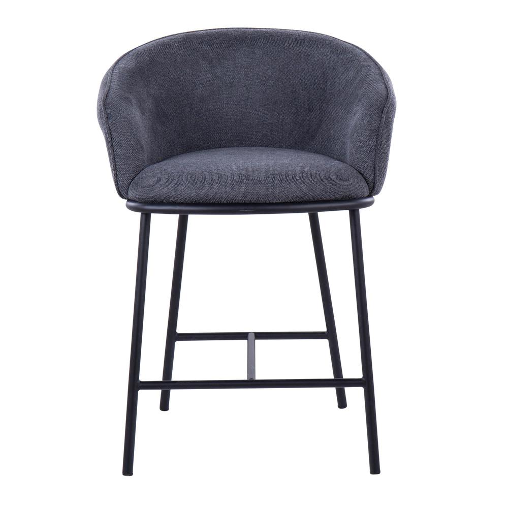 Black Steel, Charcoal Fabric Ashland Counter Stool - Set of 2. Picture 6
