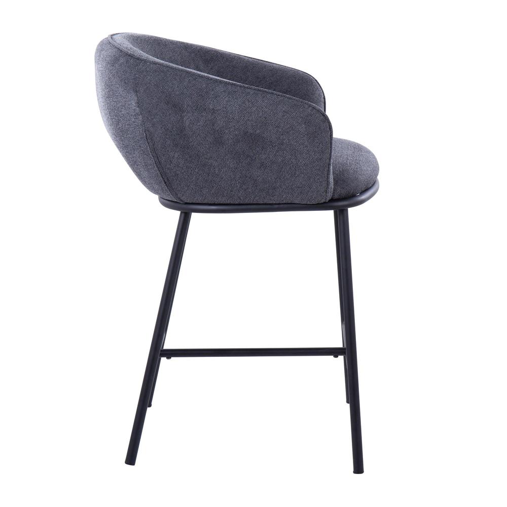 Black Steel, Charcoal Fabric Ashland Counter Stool - Set of 2. Picture 3