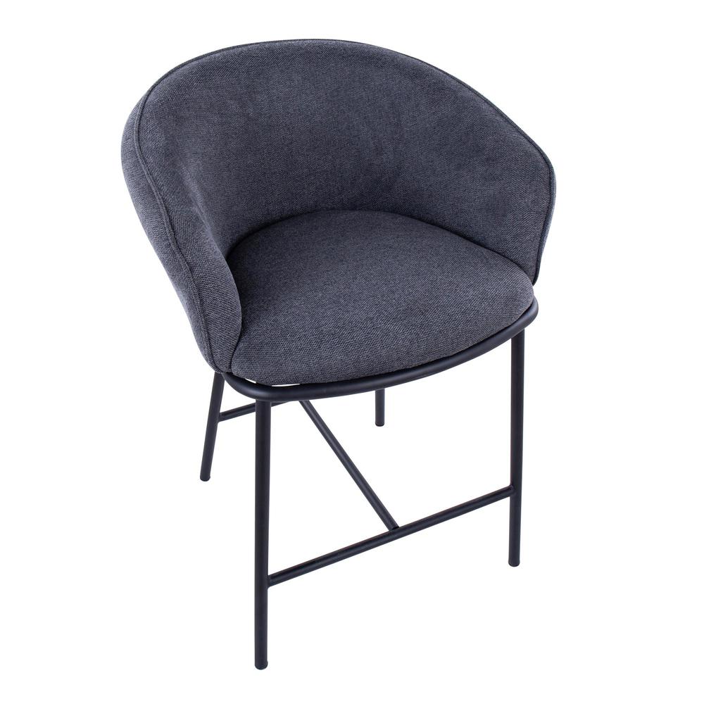 Black Steel, Charcoal Fabric Ashland Counter Stool - Set of 2. Picture 7
