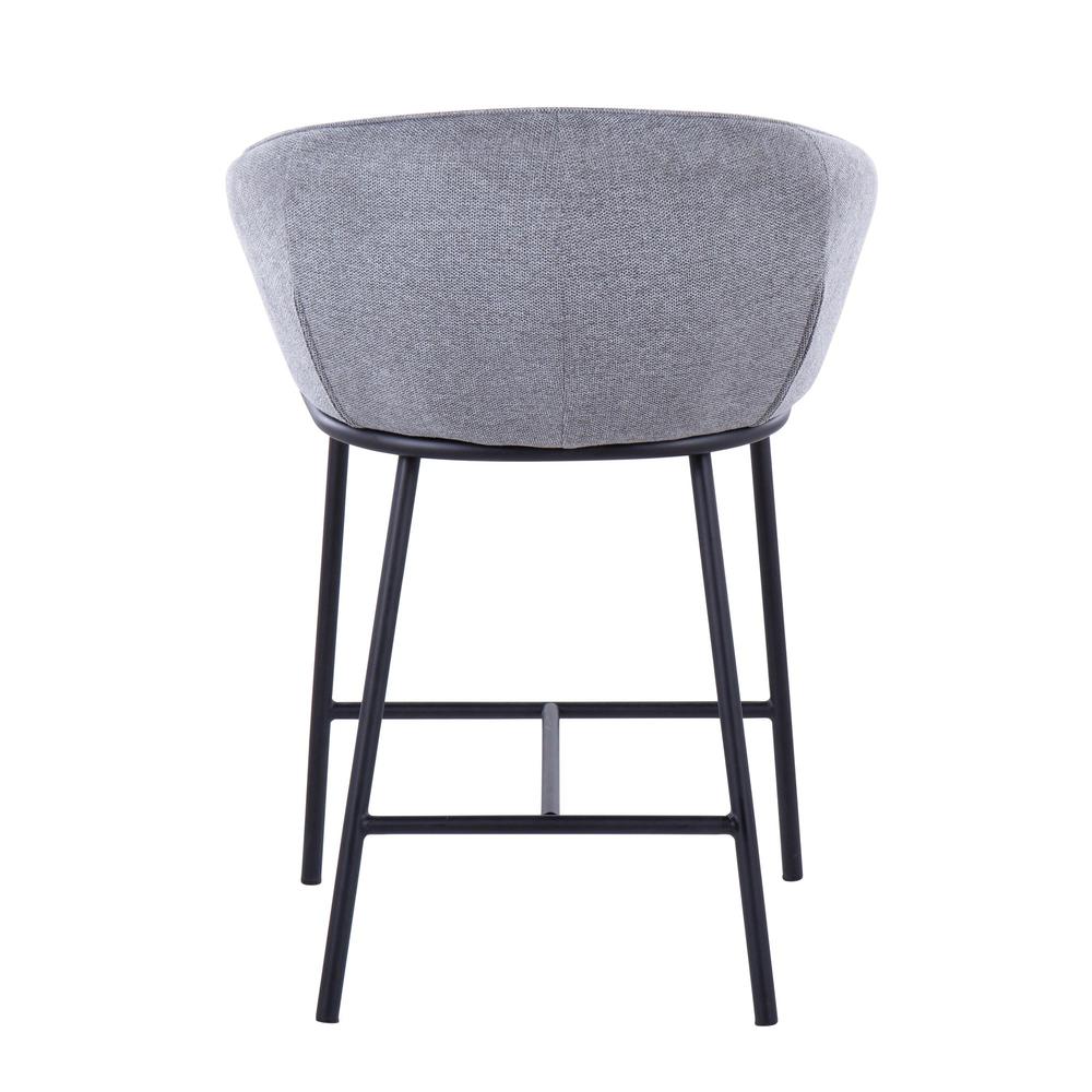 Black Steel, Grey Fabric Ashland Counter Stool - Set of 2. Picture 5