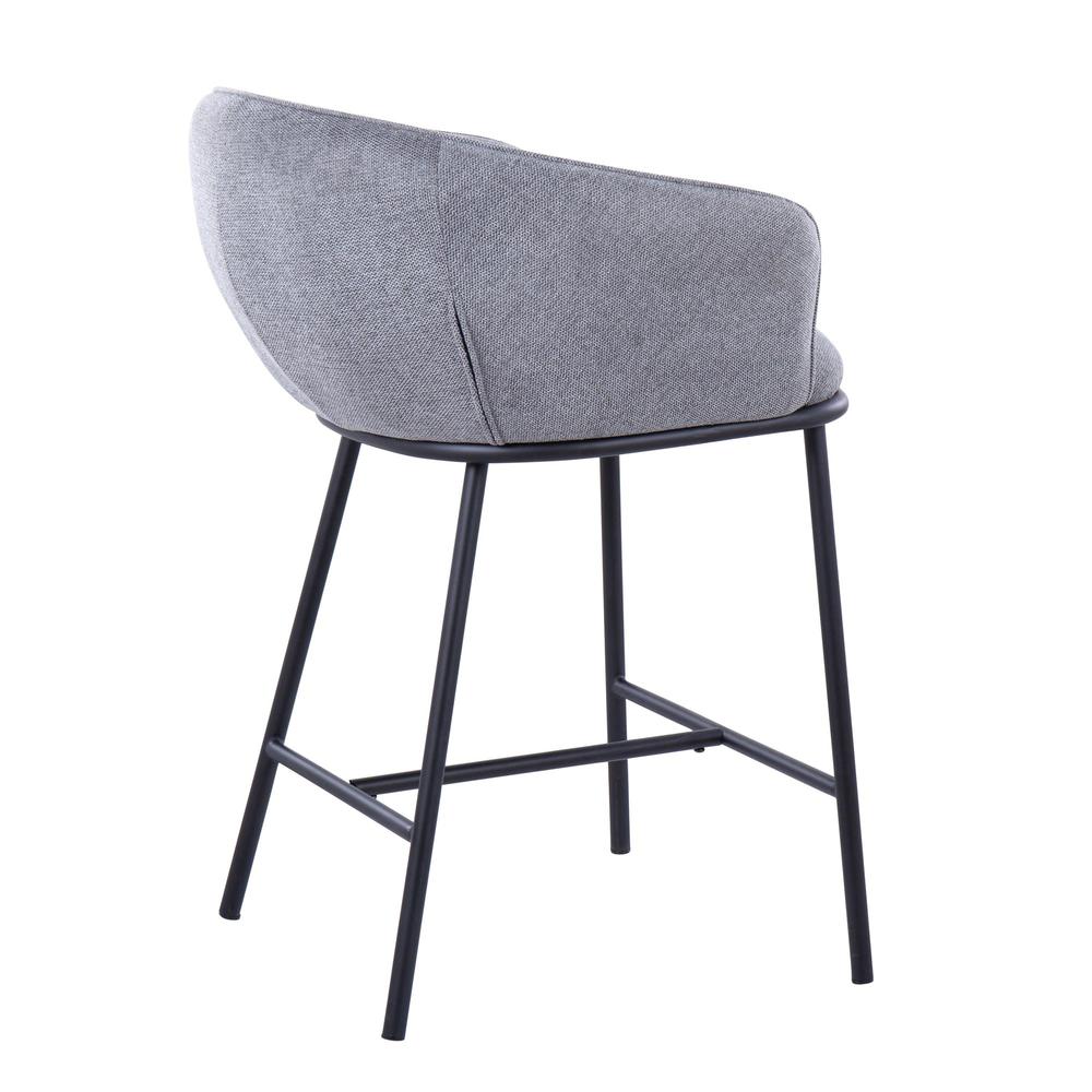 Black Steel, Grey Fabric Ashland Counter Stool - Set of 2. Picture 4