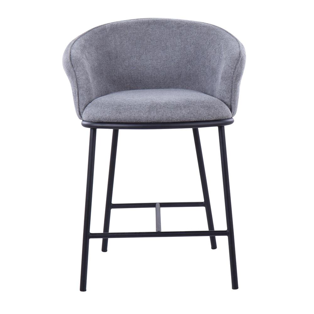 Black Steel, Grey Fabric Ashland Counter Stool - Set of 2. Picture 6