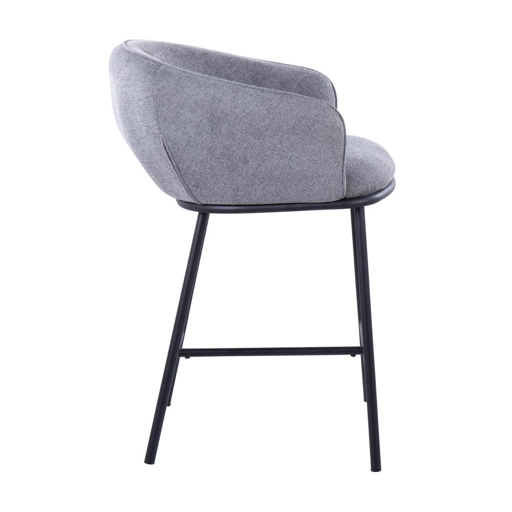 Black Steel, Grey Fabric Ashland Counter Stool - Set of 2. Picture 3