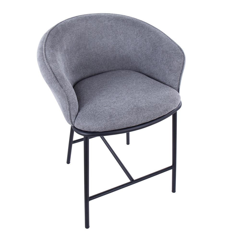 Black Steel, Grey Fabric Ashland Counter Stool - Set of 2. Picture 7