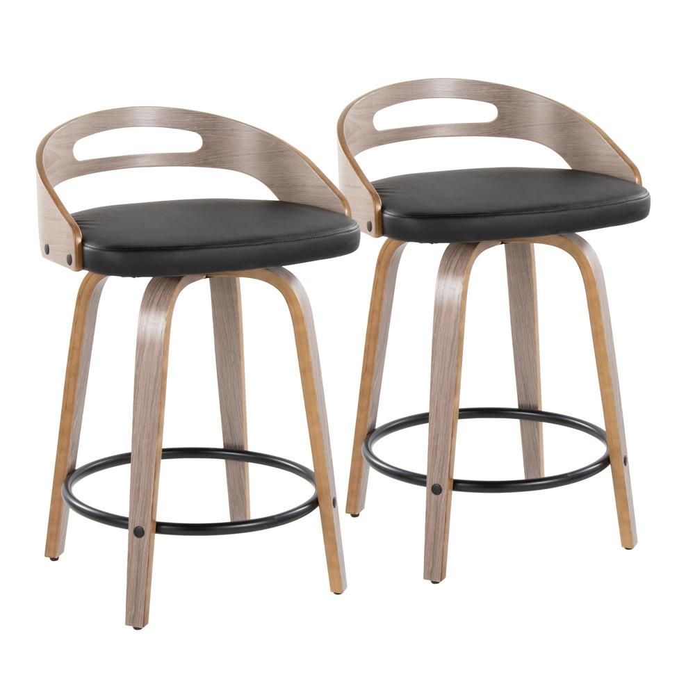 Grey Cassis 24" Fixed-Height Counter Stool - Set of 2. Picture 1