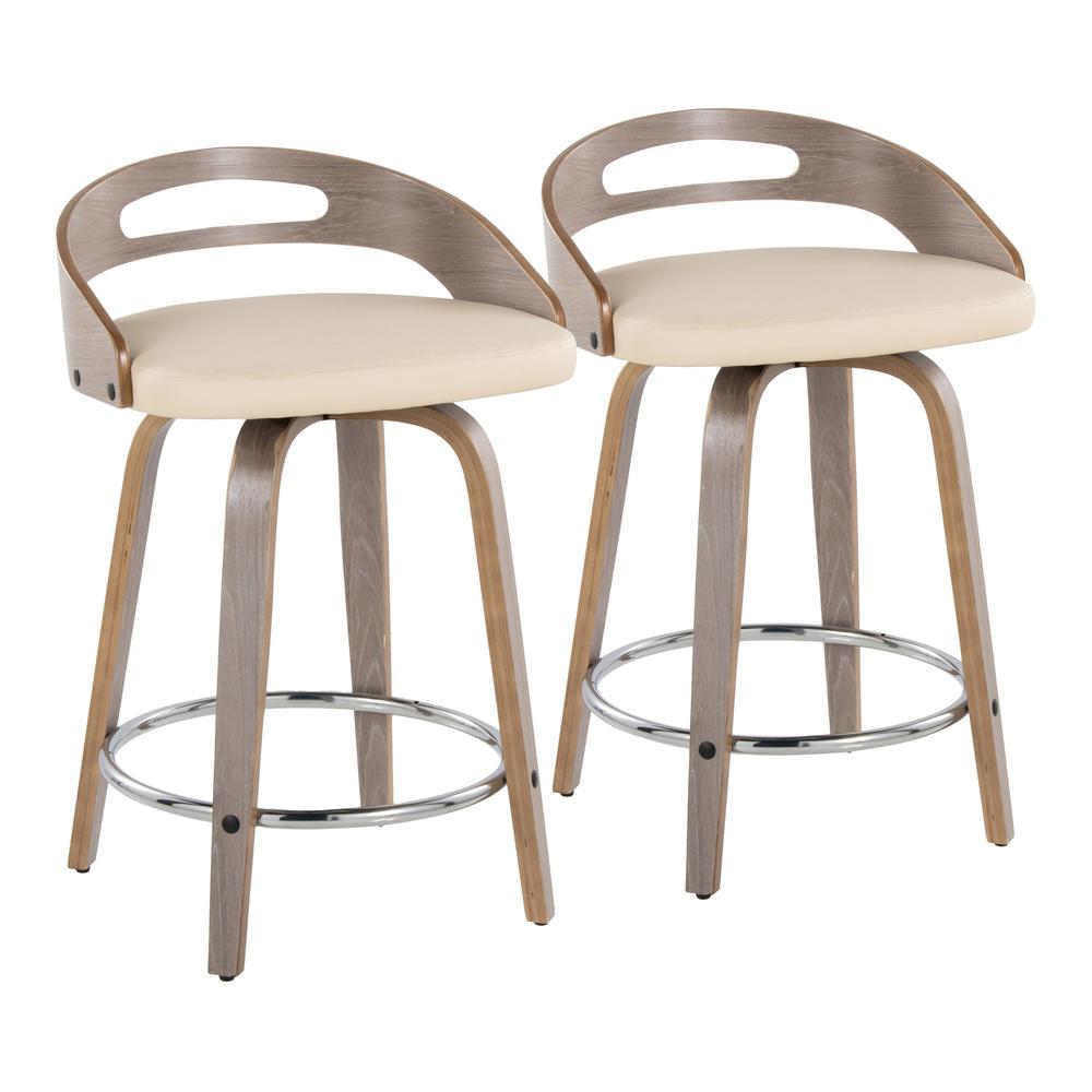 Grey Cassis 24" Fixed-Height Counter Stool - Set of 2. Picture 1