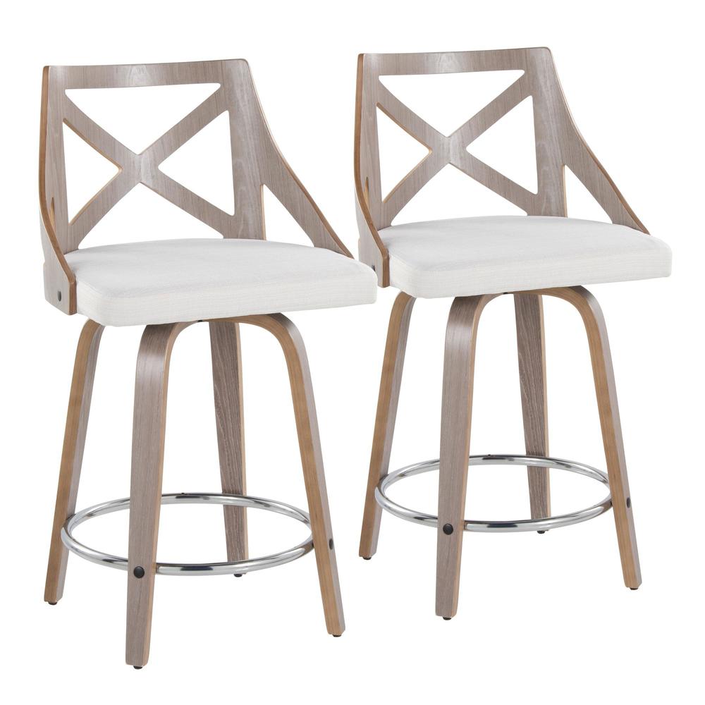 Grey Charlotte 24" Fixed-Height Counter Stool - Set of 2. Picture 1