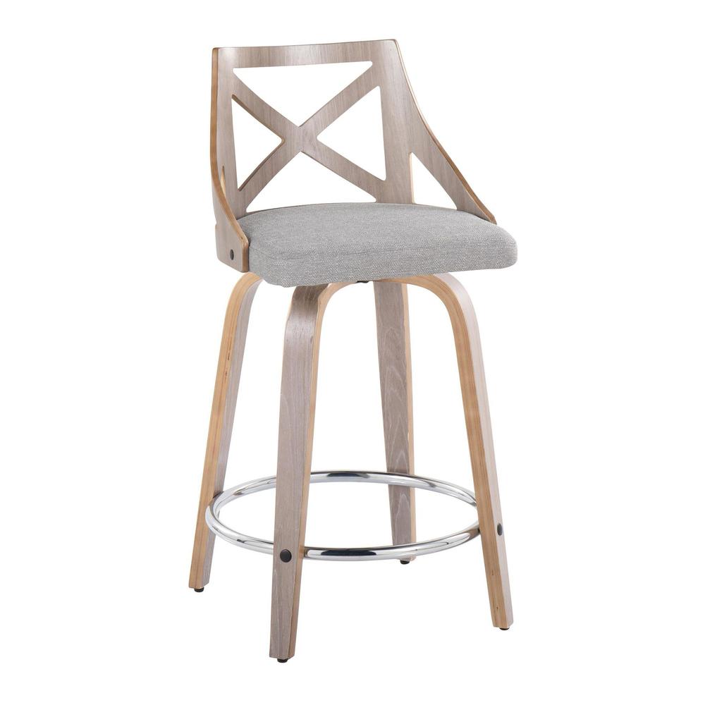 Grey Charlotte 24" Fixed-Height Counter Stool - Set of 2. Picture 2