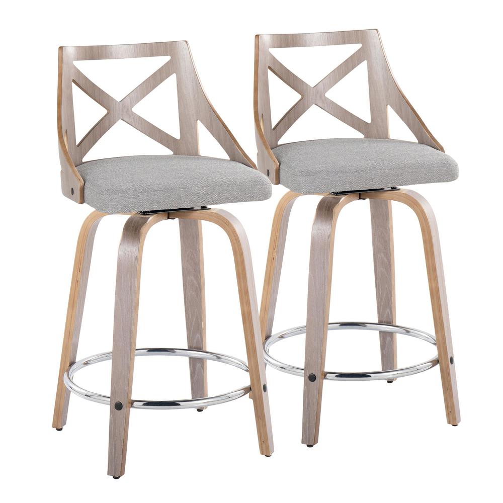 Grey Charlotte 24" Fixed-Height Counter Stool - Set of 2. Picture 1
