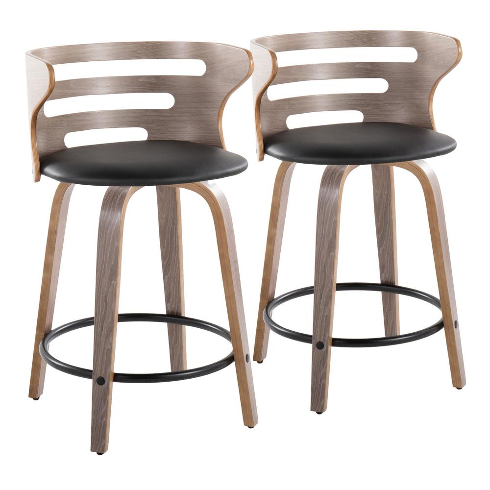 Grey Cosini 24" Fixed-Height Counter Stool - Set of 2. Picture 1