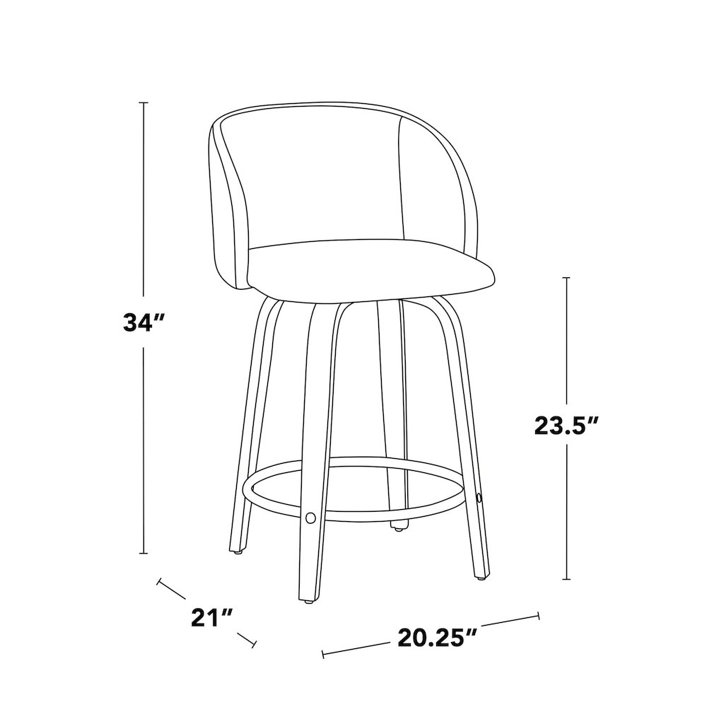 Fran 24" Fixed-Height Counter Stool - Set of 2. Picture 9