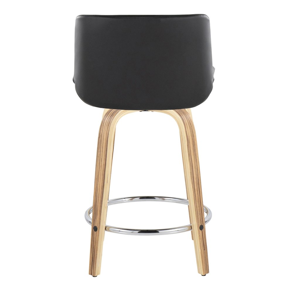 Santi 24" Fixed-Height Counter Stool - Set of 2 in Zebra Wood. Picture 5