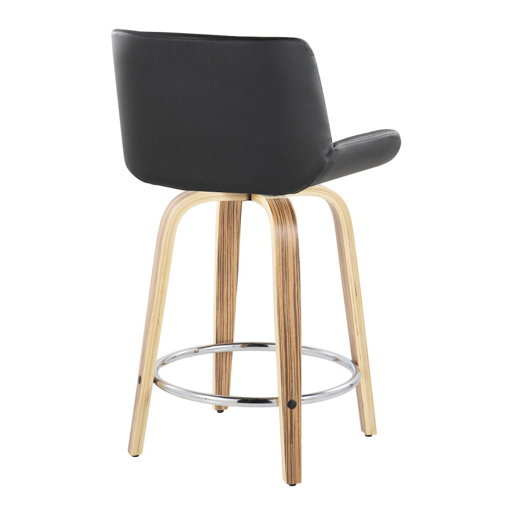 Santi 24" Fixed-Height Counter Stool - Set of 2 in Zebra Wood. Picture 4