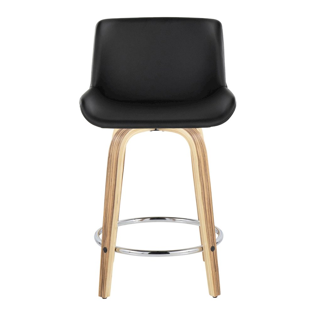 Santi 24" Fixed-Height Counter Stool - Set of 2 in Zebra Wood. Picture 6