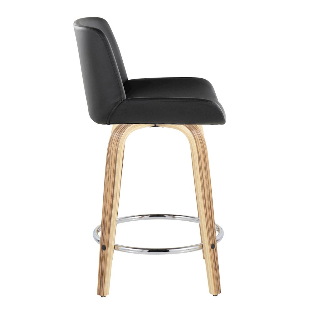 Santi 24" Fixed-Height Counter Stool - Set of 2 in Zebra Wood. Picture 3